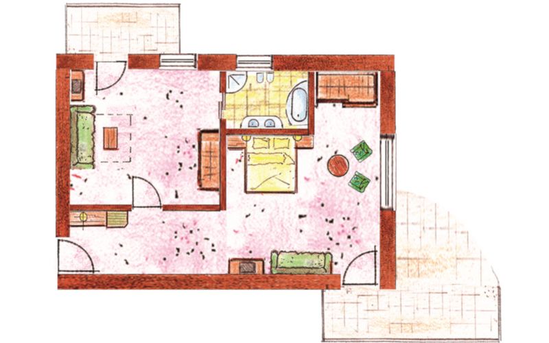 Luxuriöse Hochwart Suite im Funggashof Hotel mit stilvoller Einrichtung und Panoramafenster